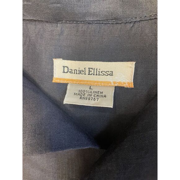 Daniel Ellissa 100% Linen Suit Set Navy Blue Short Sleeve Shirt Pants L 34 Luxe - Picture 3 of 14
